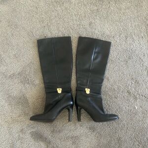Michael Kors Black and Gold Heeled Boots